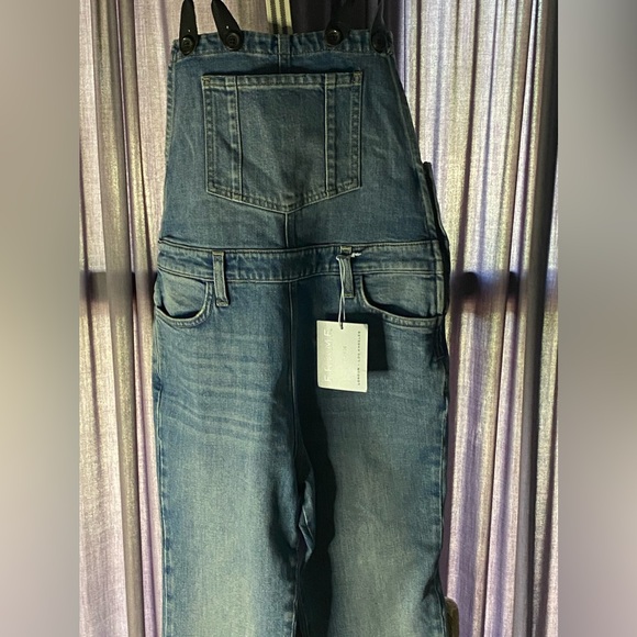 FRAME DENIM Straight Leg Distressed Suspenders Overalls ROADIES Blue - Picture 7 of 16